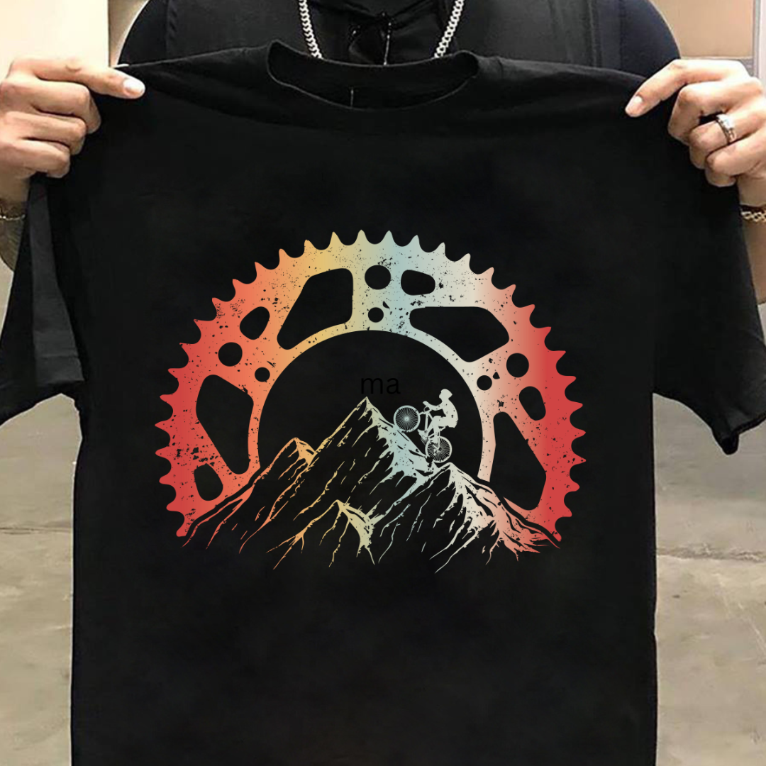 Cycling Summit Stride: Conquering Mountains Black T-Shirt