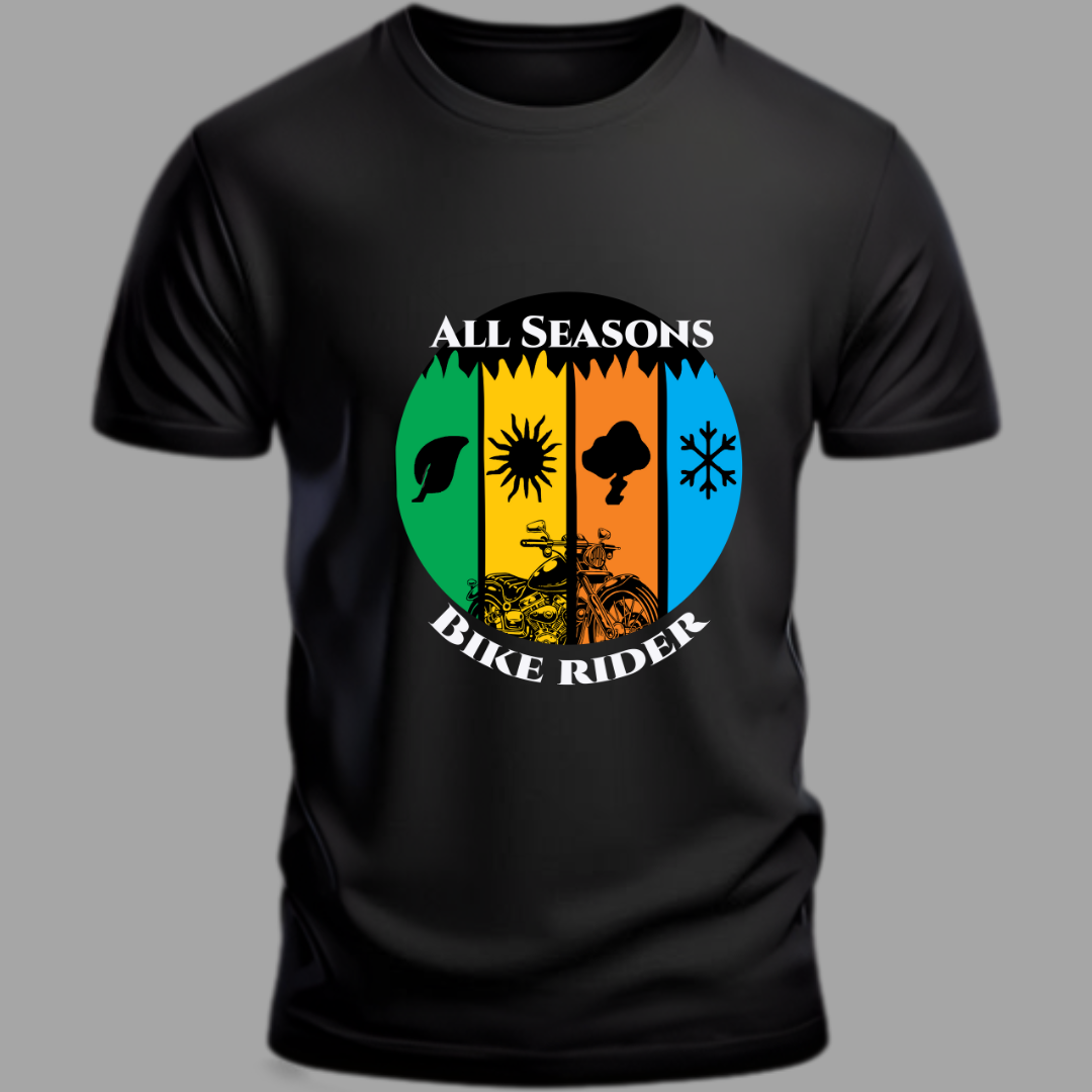 Biker:All Seasons Bike Rider Classic Black T-Shirt
