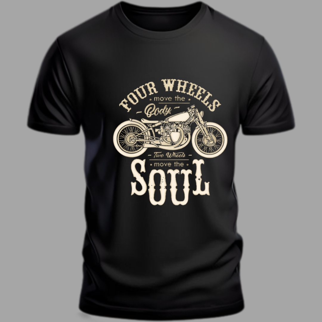 Biker:Two Wheels Move The Soul Black T-Shirt