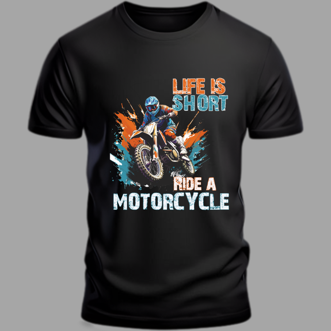 Biker: Life Is Short Ride A Motorcycle Black T-Shirt