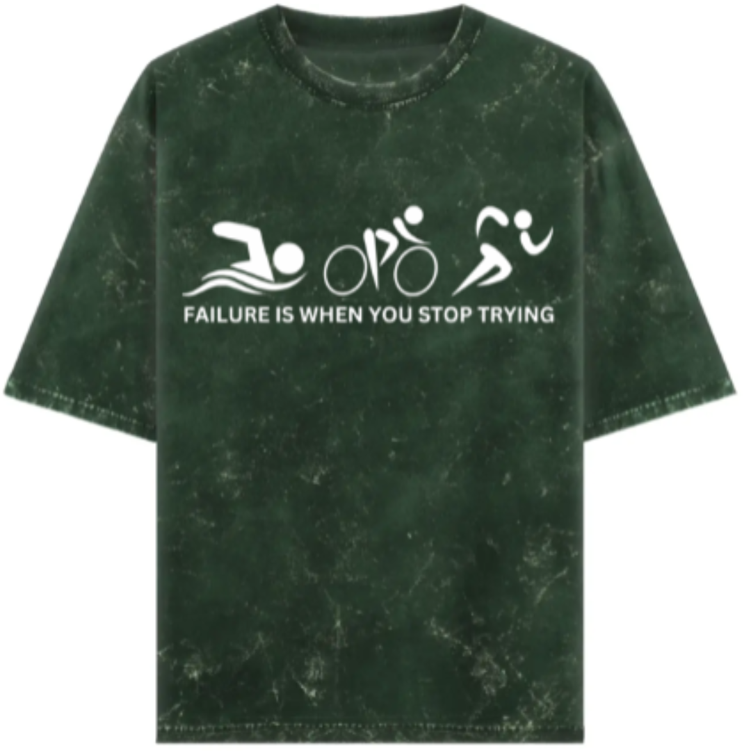 Triathlete: Failure is When You Stop Trying Acidwash Oversized T-Shirt