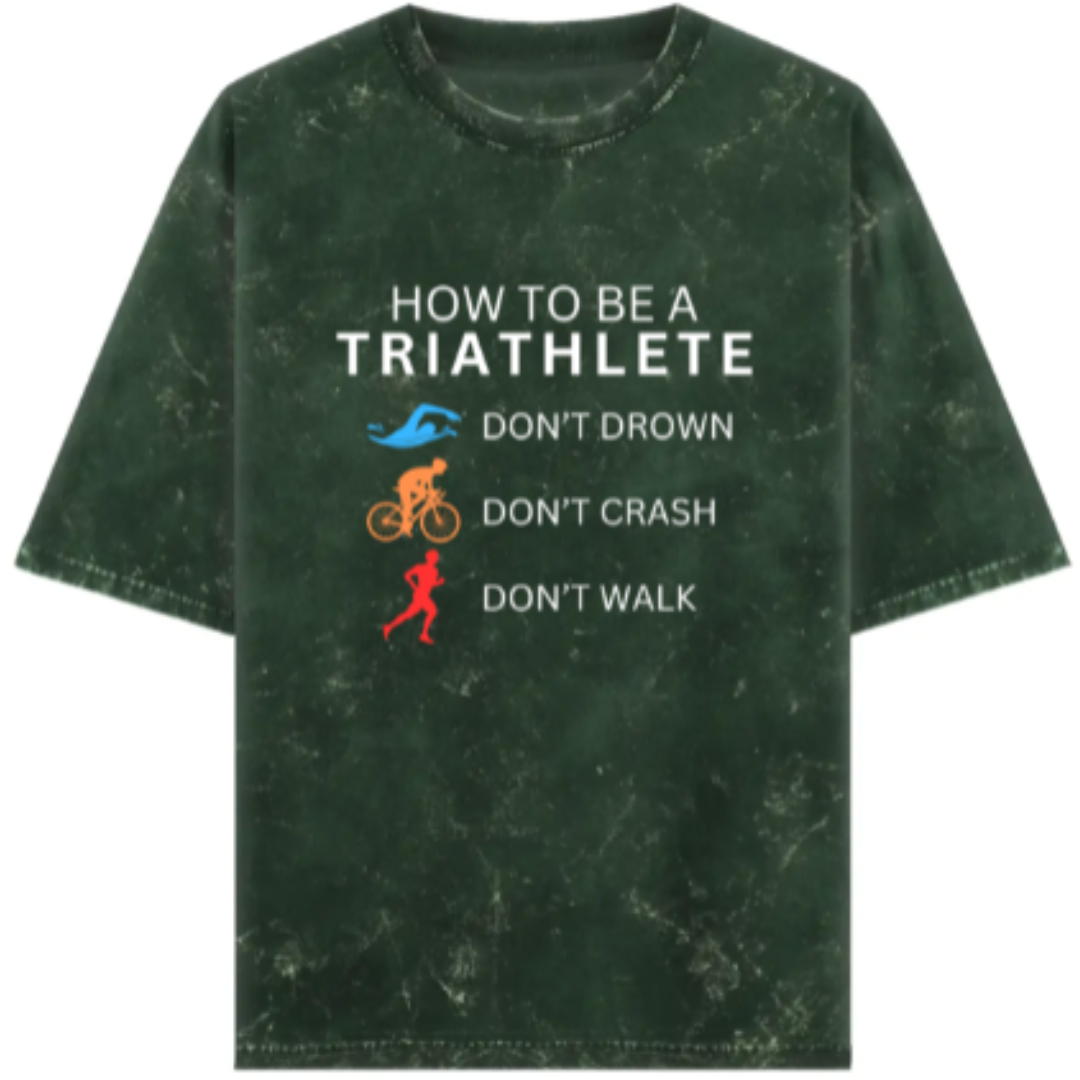 Triathlete's Code: Swim Strong, Ride Safe, Run Free Acidwash Oversized T-Shirt