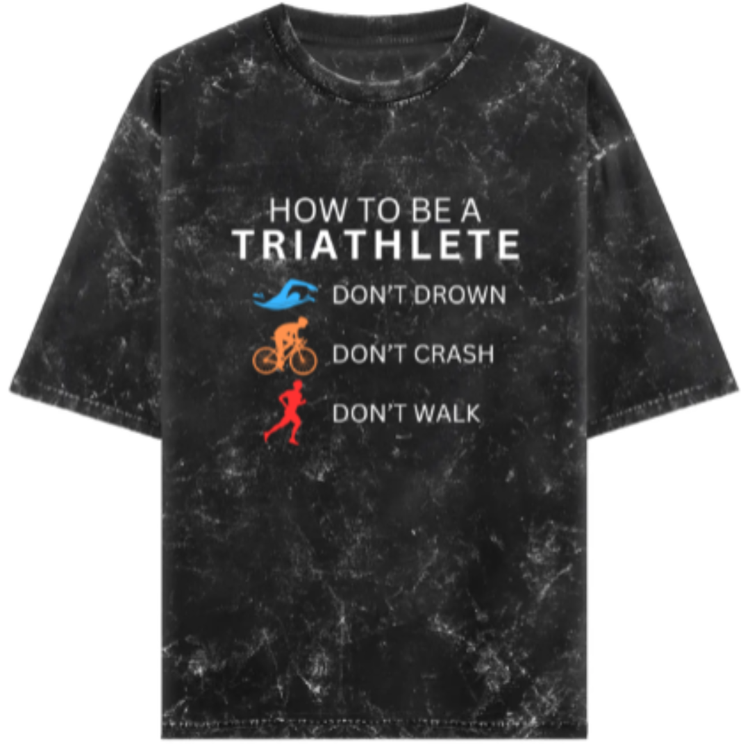 Triathlete's Code: Swim Strong, Ride Safe, Run Free Acidwash Oversized T-Shirt