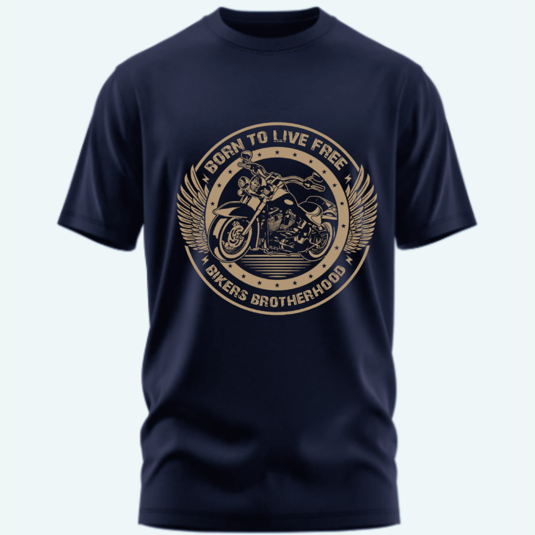 Biker: Born To Live Free Bikers Brotherhood Classic Black T-Shirt