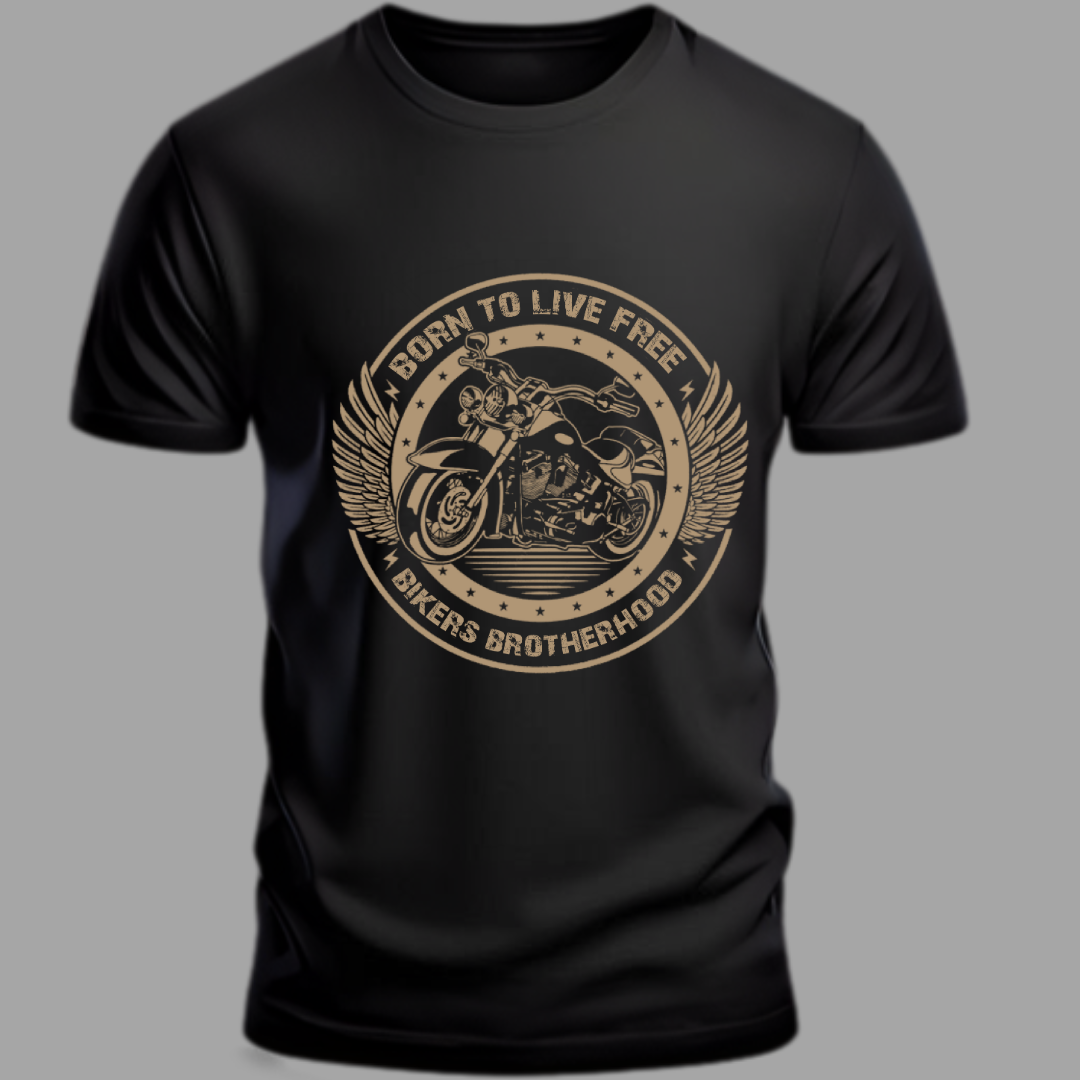 Biker: Born To Live Free Bikers Brotherhood Classic Black T-Shirt