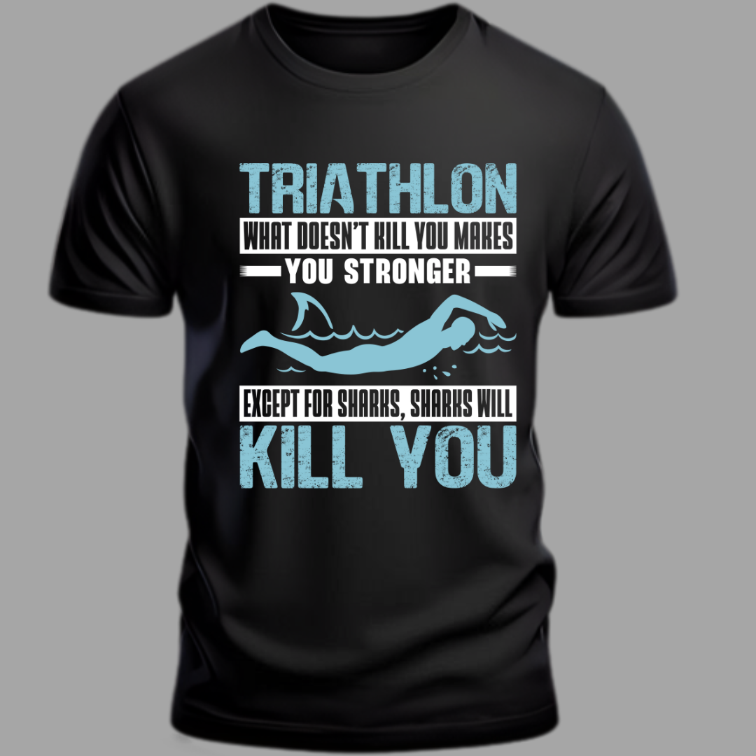 Triathlon: Tri Hard, Just Avoid Sharks Funny Unisex Classic T-Shirt
