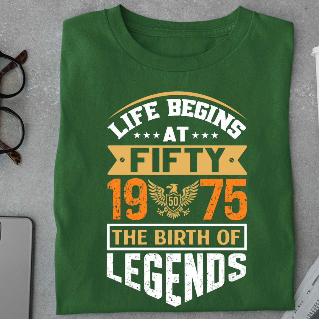 Life Begins at 50, The Birth of Legends Premium Unisex Birthday T-shirt