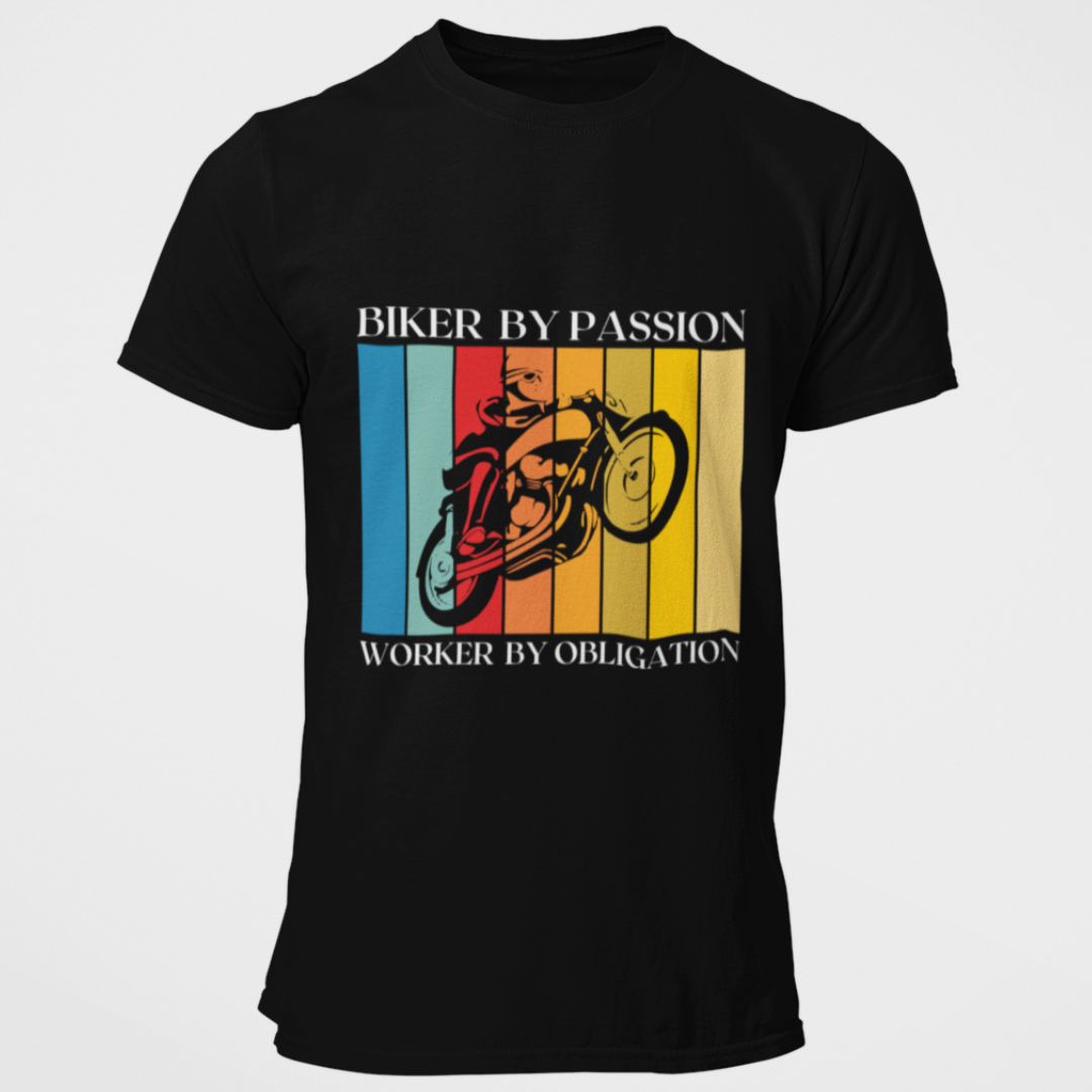 Biker: Biker By Passion Worker by Obligation Classic Black T-Shirt