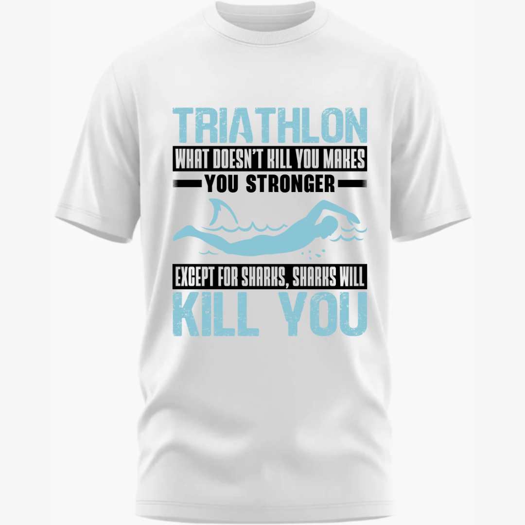 Triathlon: Tri Hard, Just Avoid Sharks Funny Unisex Classic T-Shirt