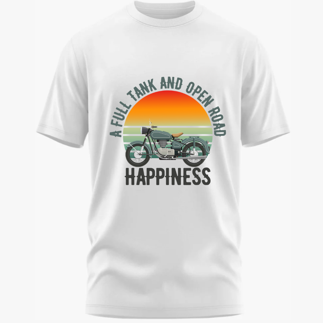 Biker: A Full Tank And Open Road-Happiness Classic White T-Shirt