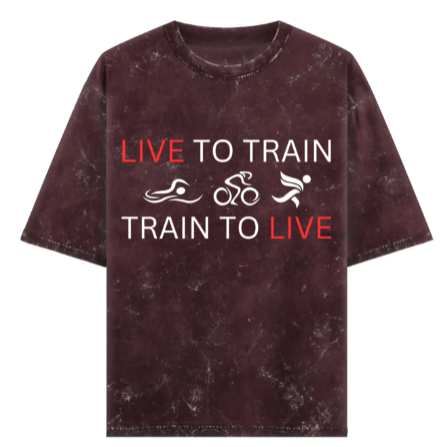 Triathlete's Creed: Live to Train, Train to Live Acidwash Oversized T-Shirt