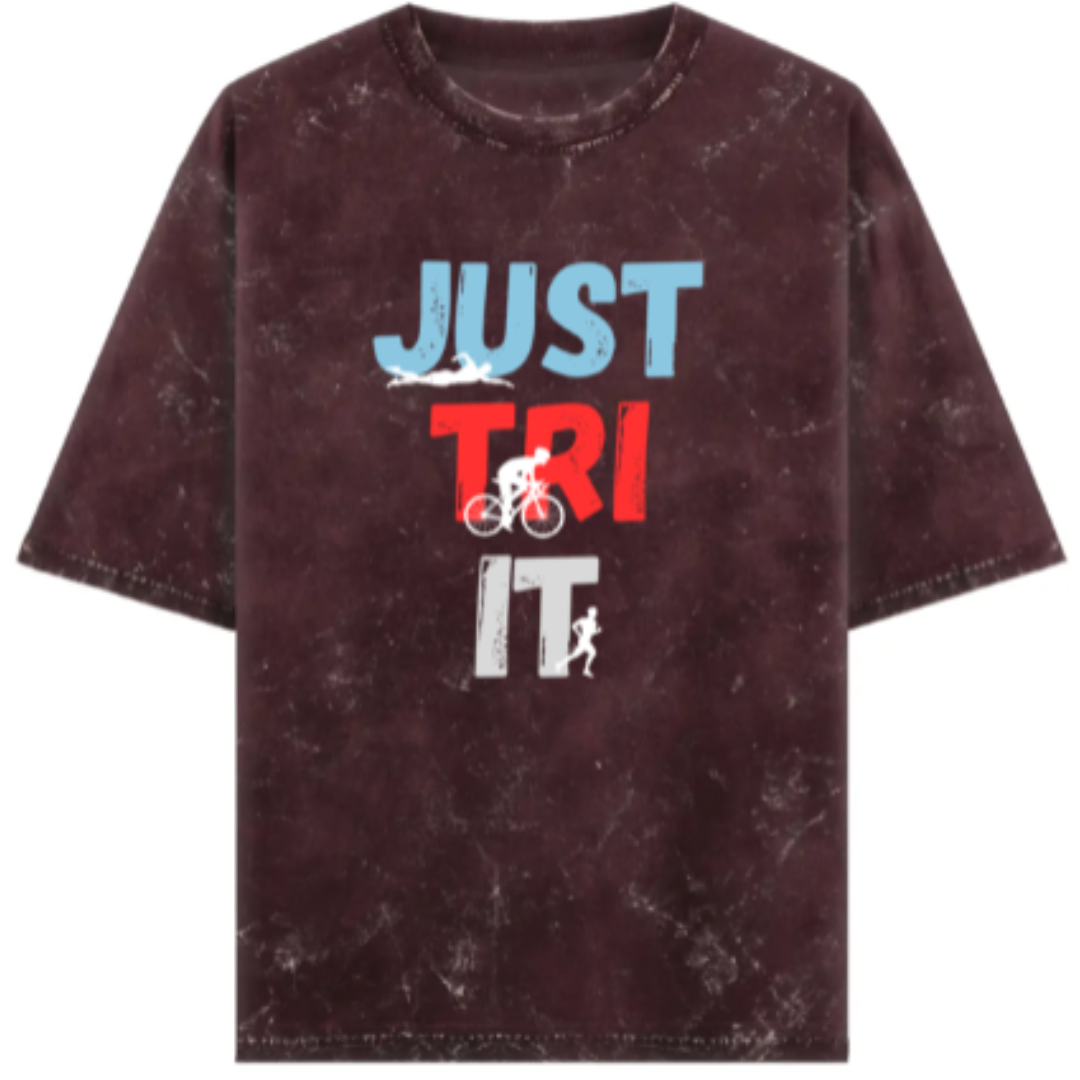 Triathlete: JUST TRI IT Acid Wash Oversized T-Shirt