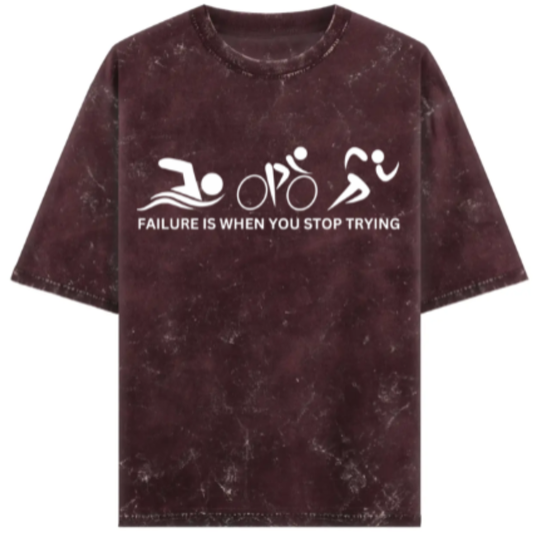 Triathlete: Failure is When You Stop Trying Acidwash Oversized T-Shirt