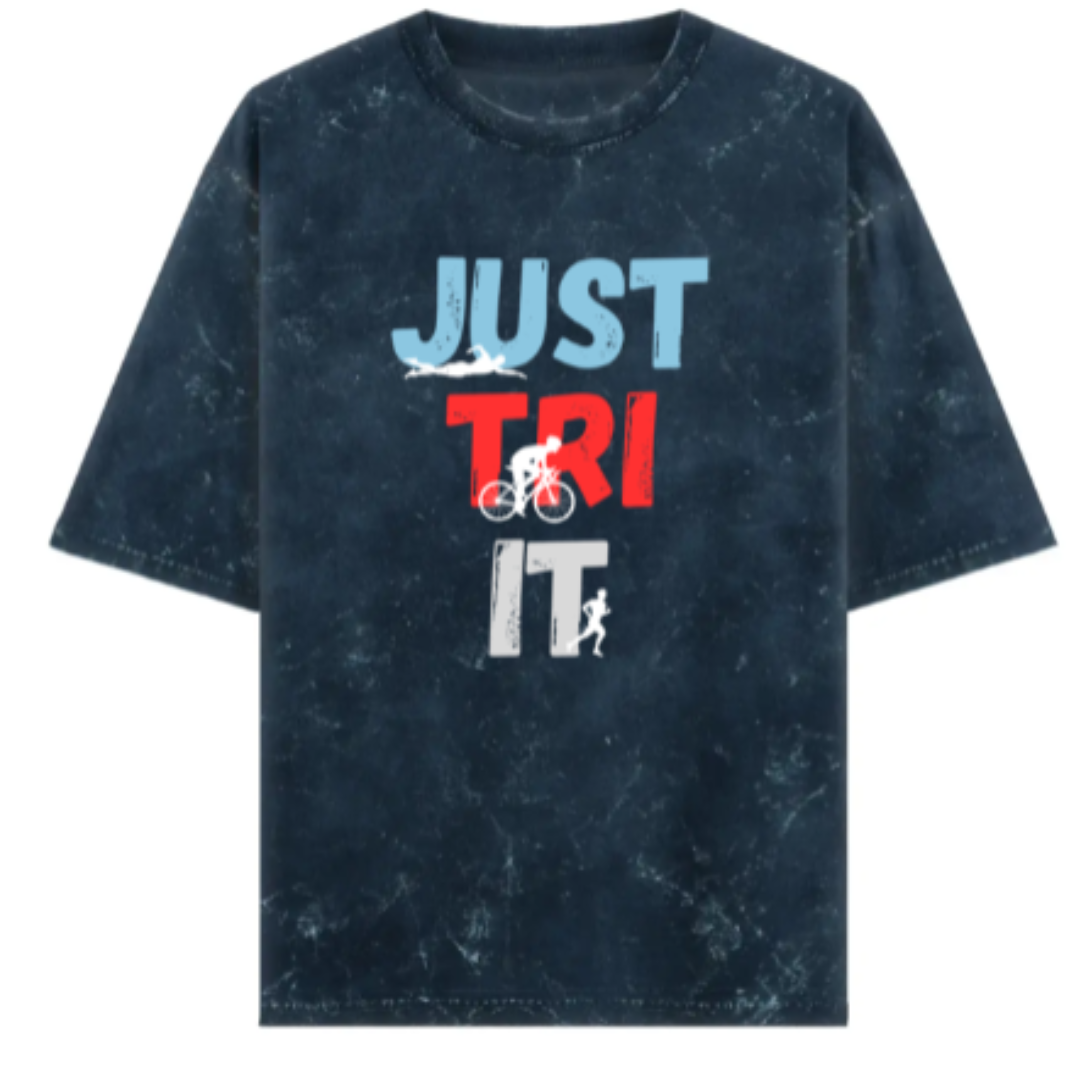 Triathlete: JUST TRI IT Acid Wash Oversized T-Shirt