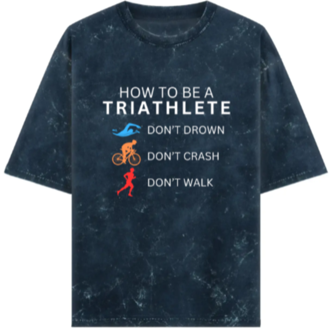 Triathlete's Code: Swim Strong, Ride Safe, Run Free Acidwash Oversized T-Shirt