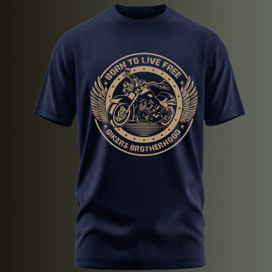 Biker: Born To Live Free Bikers Brotherhood Classic Black T-Shirt