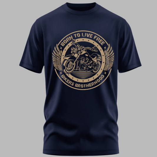 Biker: Born To Live Free Bikers Brotherhood Classic Black T-Shirt
