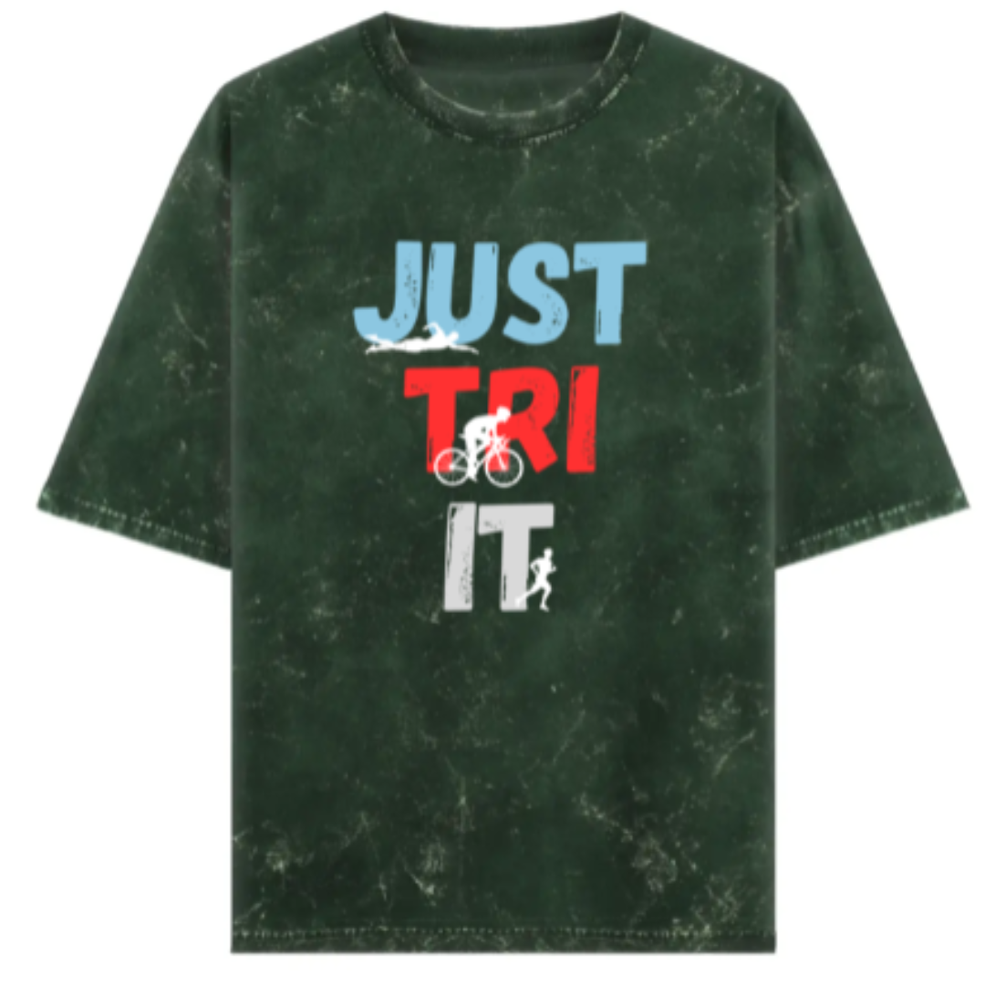 Triathlete: JUST TRI IT Acid Wash Oversized T-Shirt