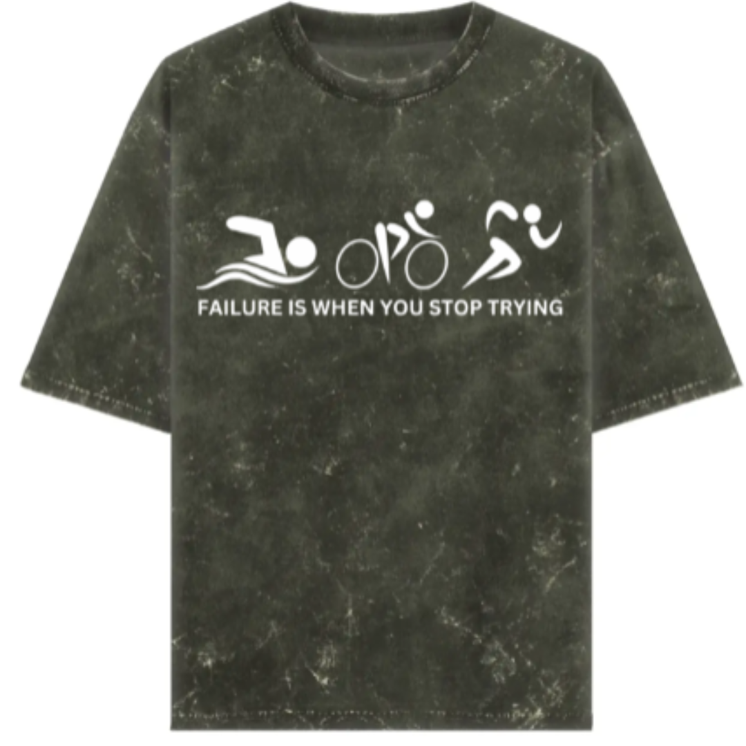 Triathlete: Failure is When You Stop Trying Acidwash Oversized T-Shirt
