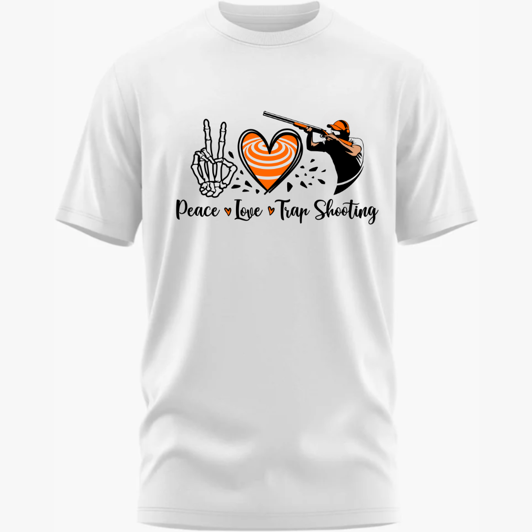 Shooting: 'Peace' 'Love' 'Trap Shooting' Classic White T-Shirt