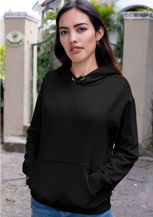 Solid Black Unisex Regular Hoodie