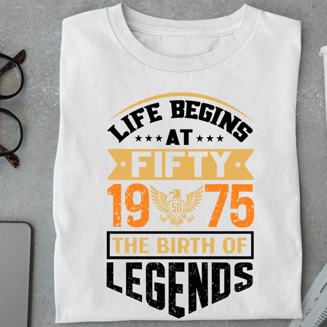 Life Begins at 50, The Birth of Legends Premium Unisex Birthday T-shirt