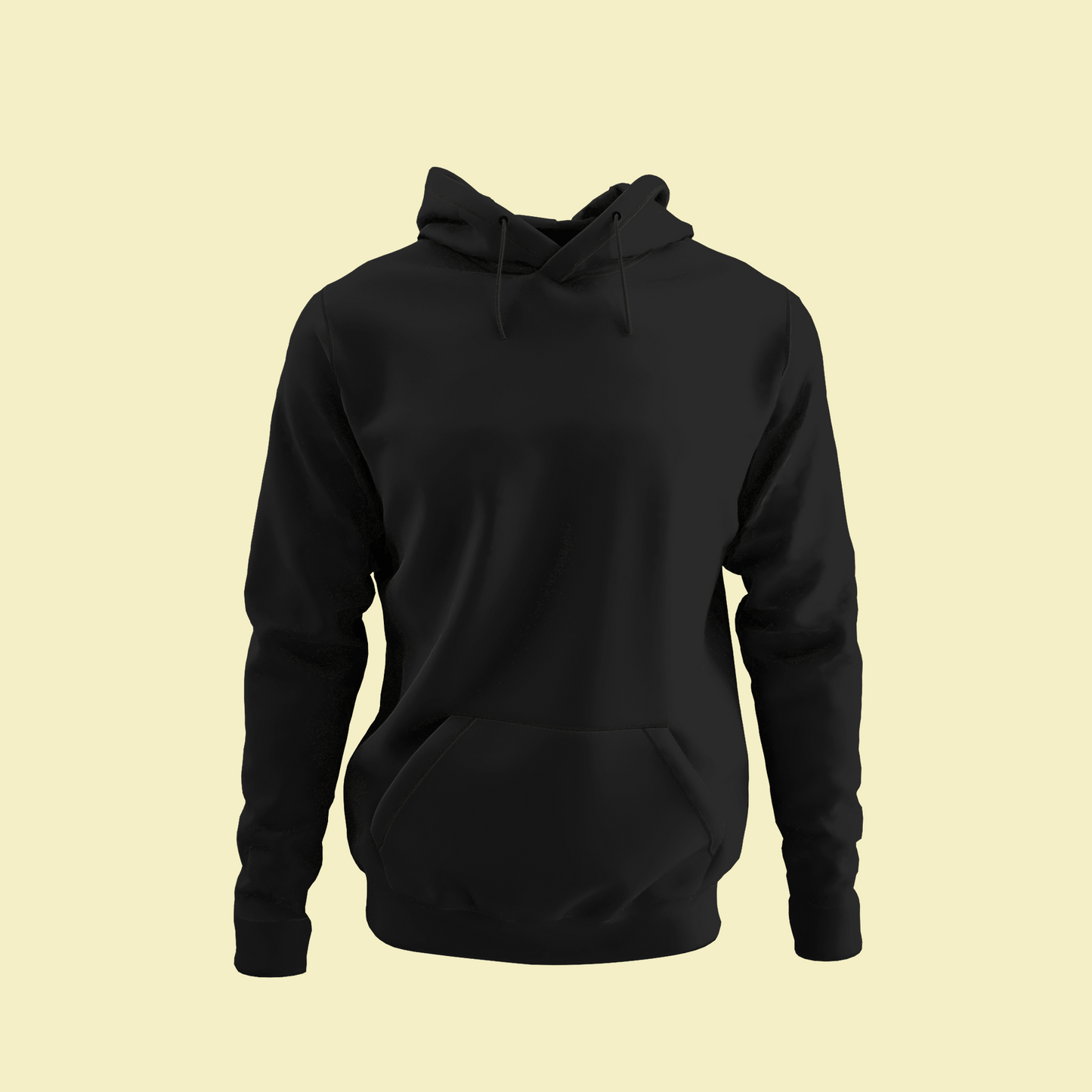 Solid Black Unisex Regular Hoodie
