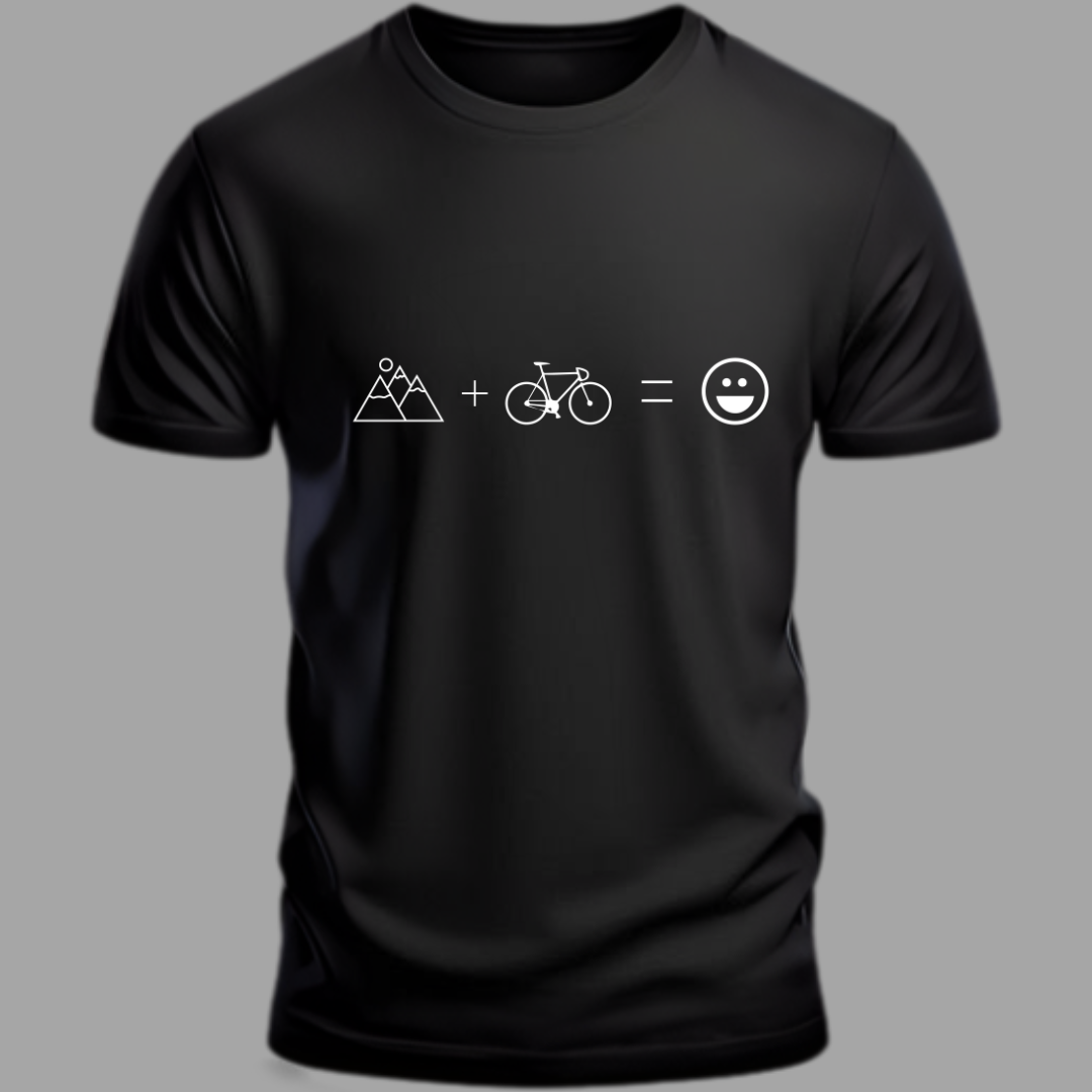Cycling Peak Bliss: Mountain Meet Cycle Black T-Shirt
