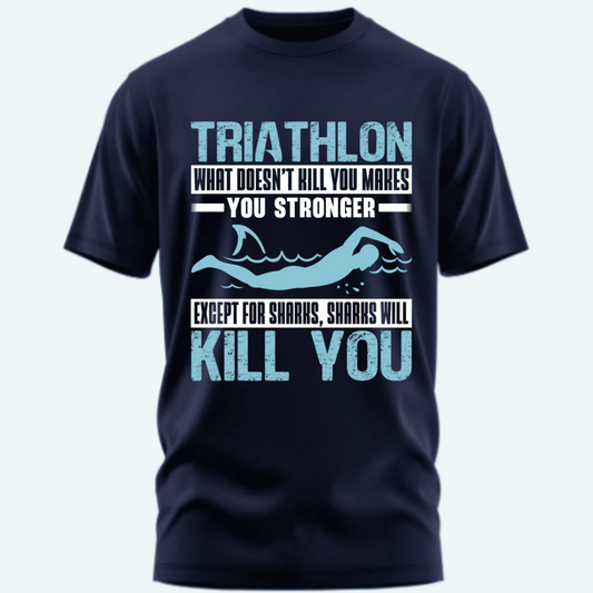Triathlon: Tri Hard, Just Avoid Sharks Funny Unisex Classic T-Shirt