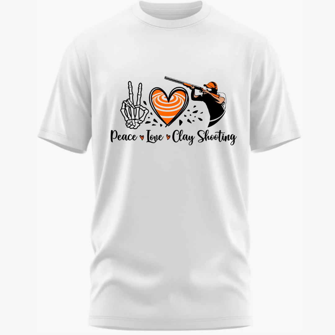 Shooting: 'Peace' 'Love' 'Clay Shooting' Classic WhiteT-Shirt