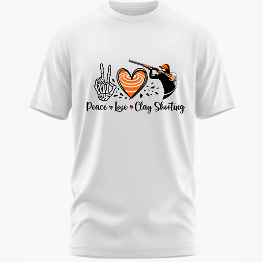 Shooting: 'Peace' 'Love' 'Clay Shooting' Classic WhiteT-Shirt