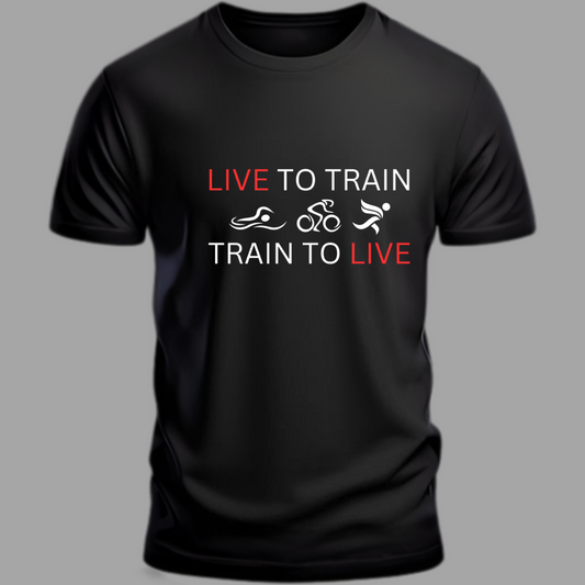 Triathlete's Creed: Live to Train, Train to Live Classic Black T-Shirt