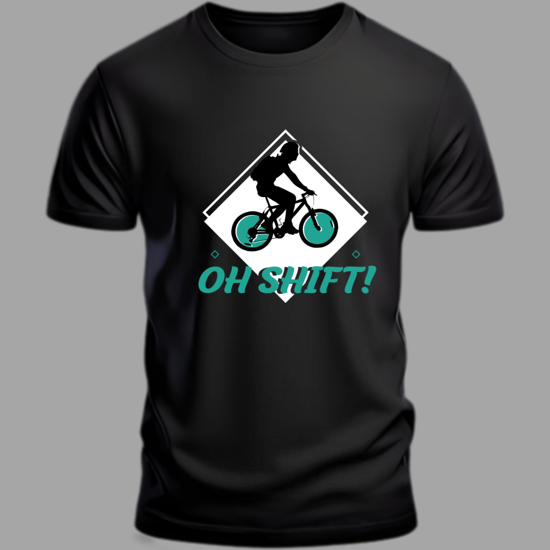 Cycling : Oh Shift! Pedaling Through Life's Twists Black T-Shirt