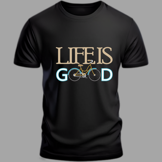 Cycling: Life on Two Wheels,Life Is Good Black T-Shirt