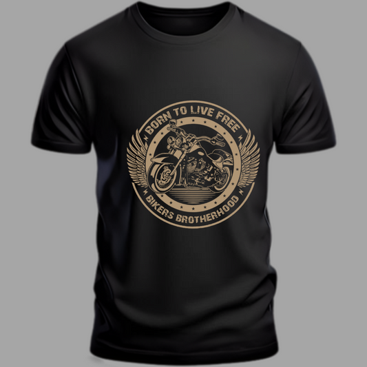 Biker: Born To Live Free Bikers Brotherhood Classic Black T-Shirt