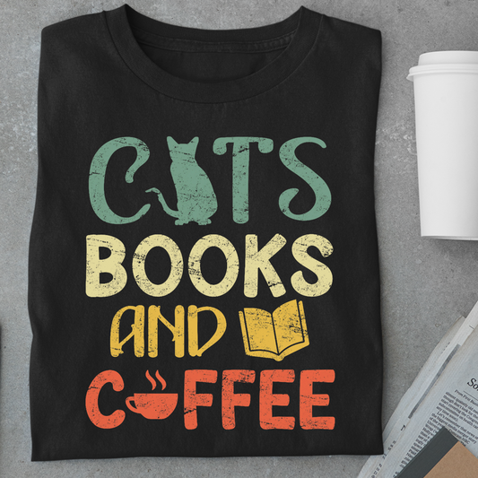 Coffee: Cats,Books And Coffee Unisex Classic T-Shirt