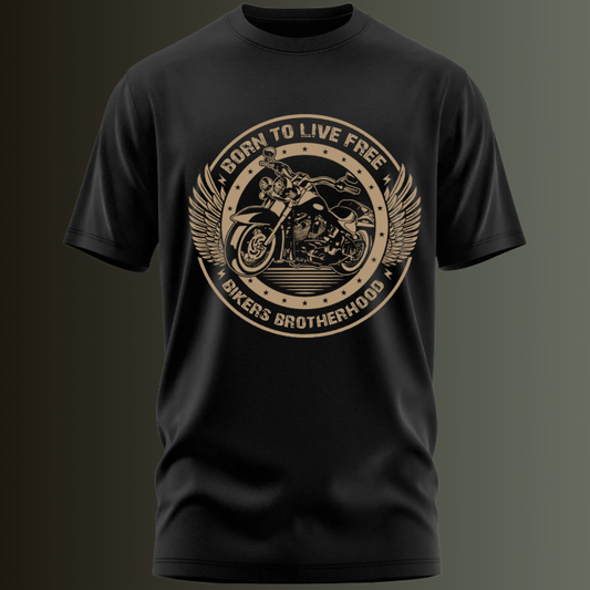 Biker: Born To Live Free Bikers Brotherhood Classic Black T-Shirt
