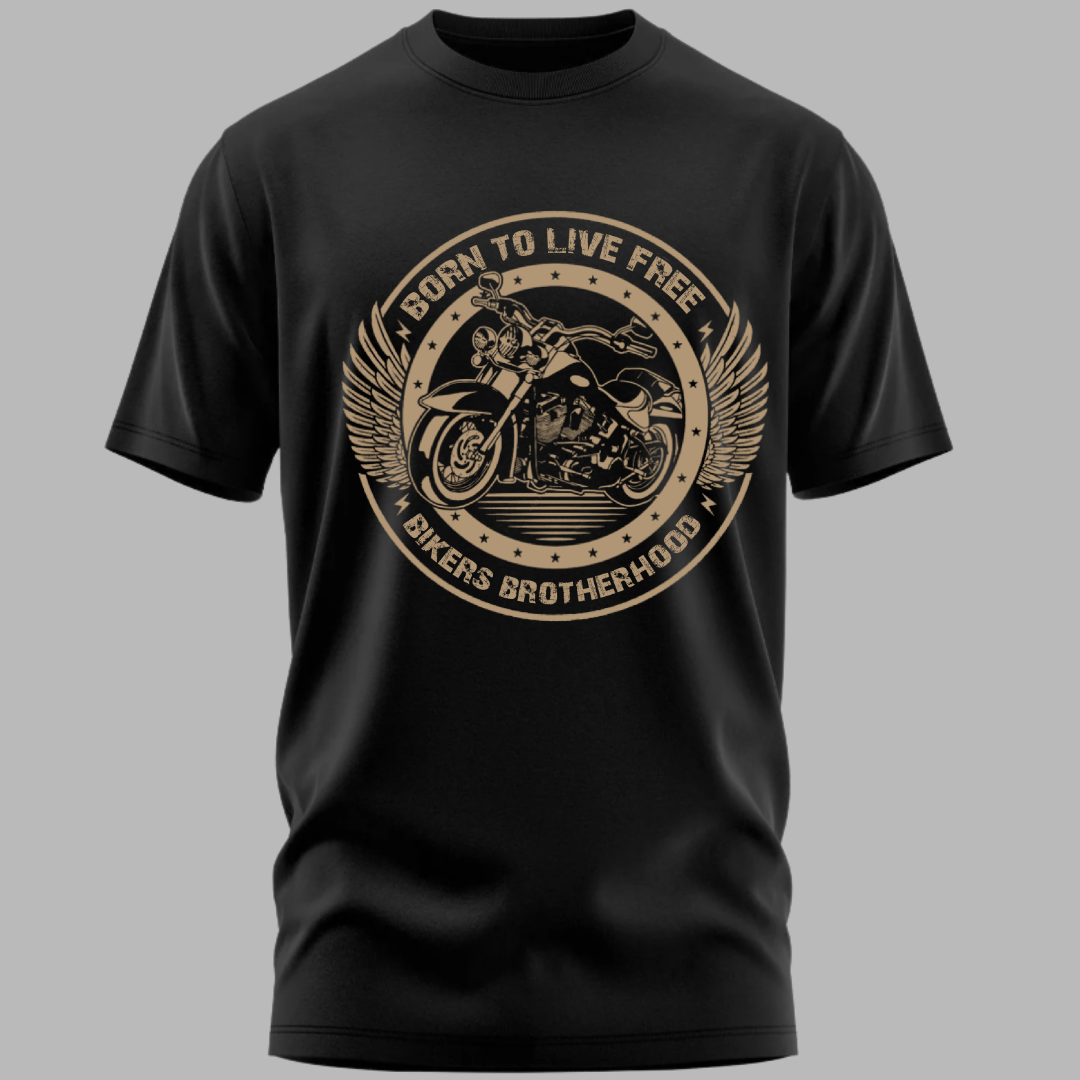 Biker: Born To Live Free Bikers Brotherhood Classic Black T-Shirt