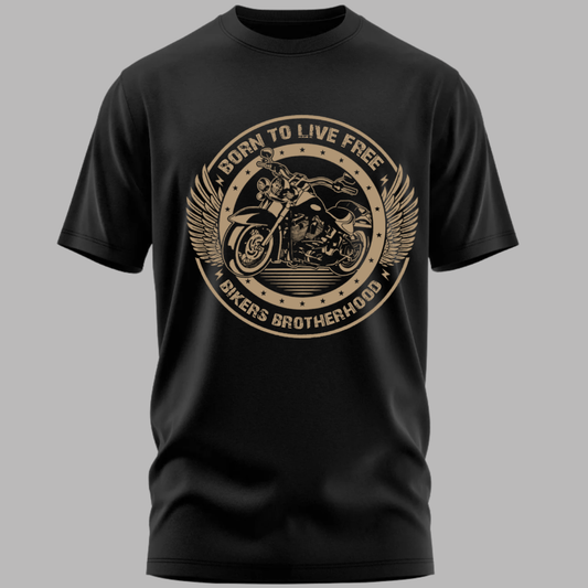 Biker: Born To Live Free Bikers Brotherhood Classic Black T-Shirt