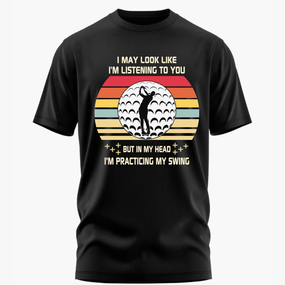 Golf: In My Head I Am Practicing My Golf Swing Classic Black T-Shirt