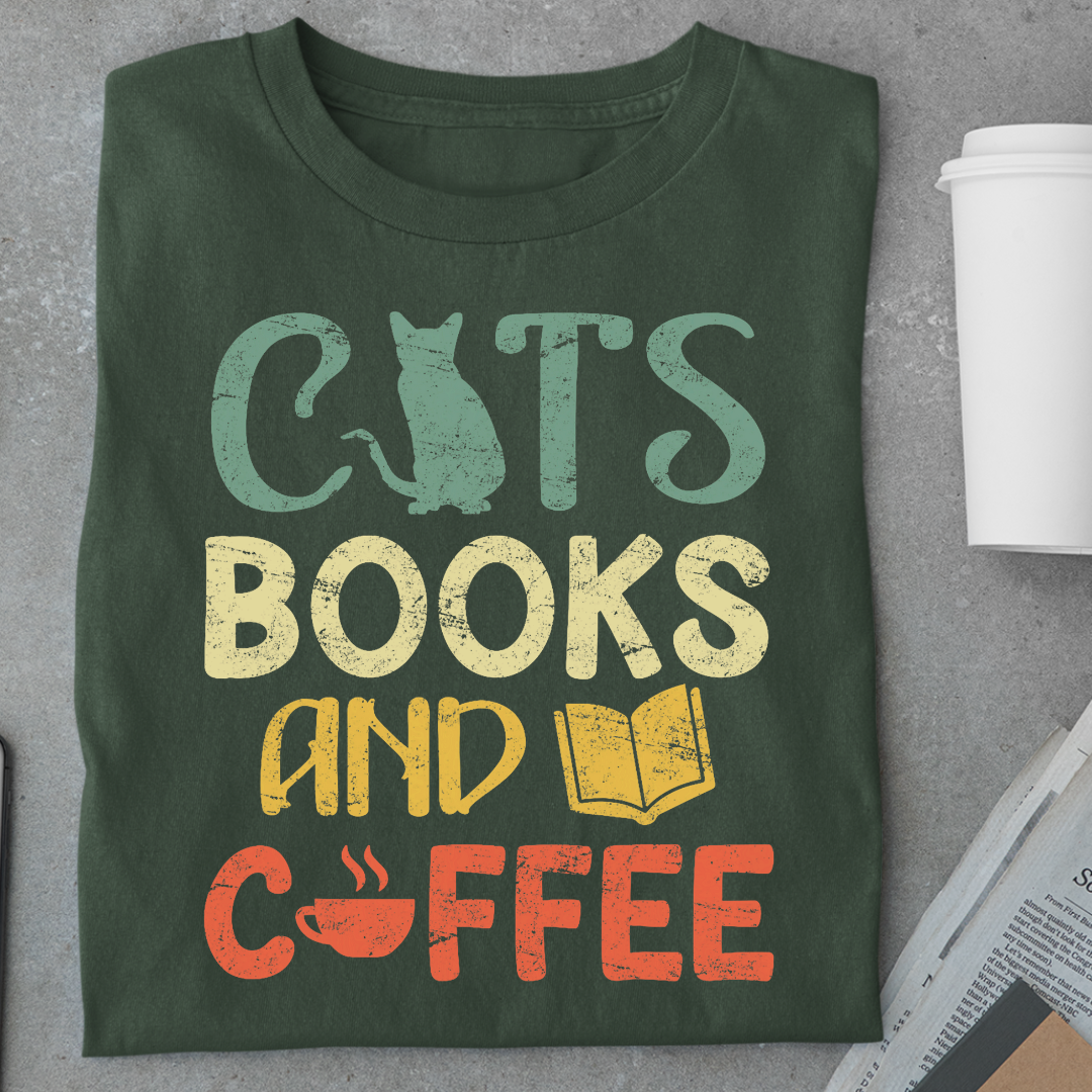 Coffee: Cats,Books And Coffee Unisex Classic T-Shirt