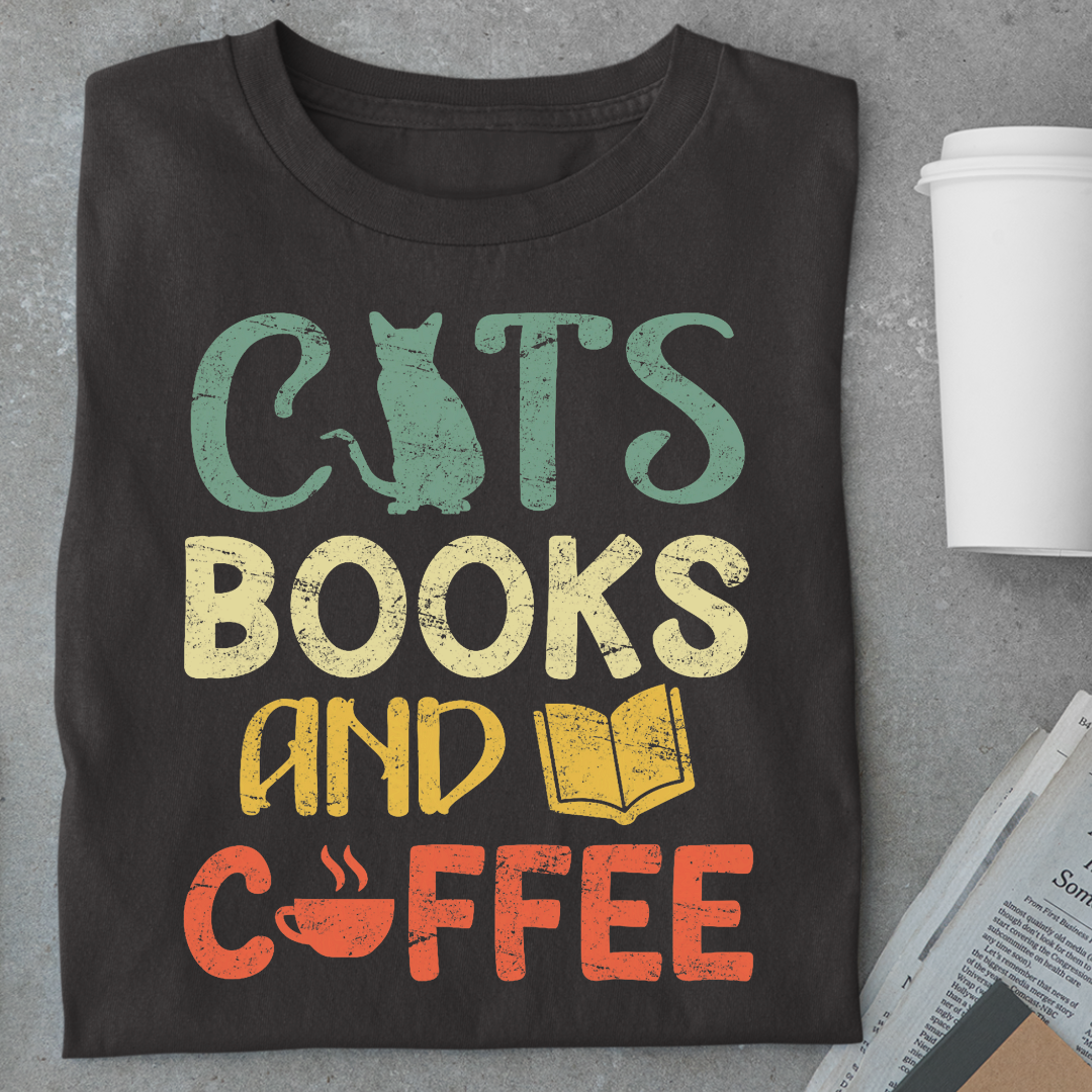 Coffee: Cats,Books And Coffee Unisex Classic T-Shirt