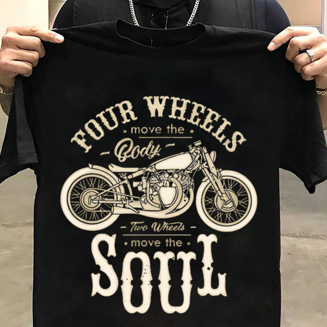 Biker:Two Wheels Move The Soul Black T-Shirt