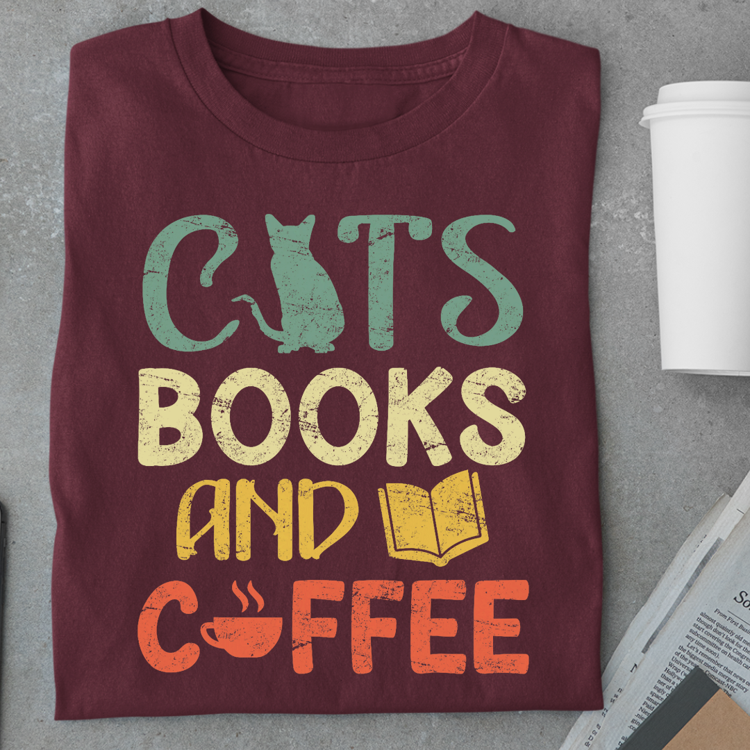Coffee: Cats,Books And Coffee Unisex Classic T-Shirt