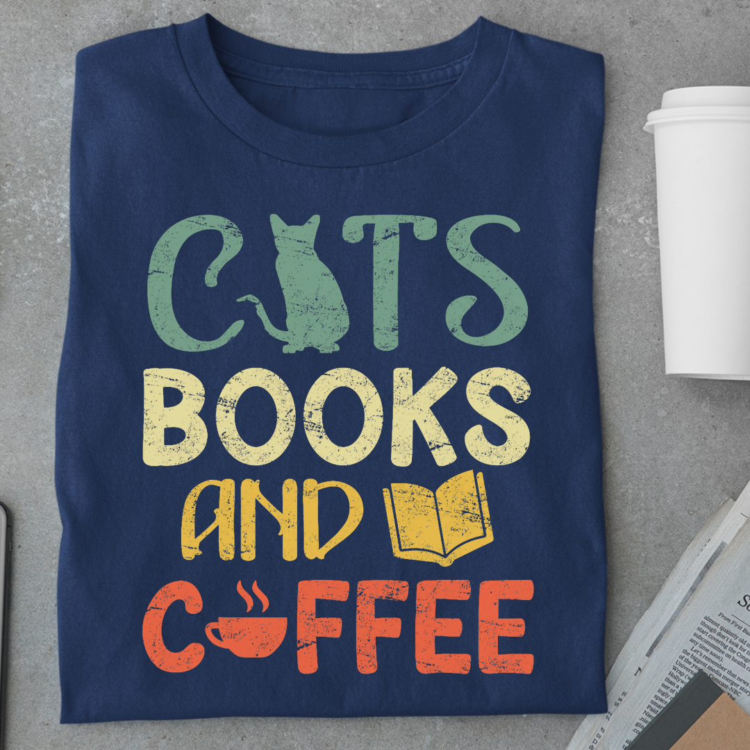 Coffee: Cats,Books And Coffee Unisex Classic T-Shirt
