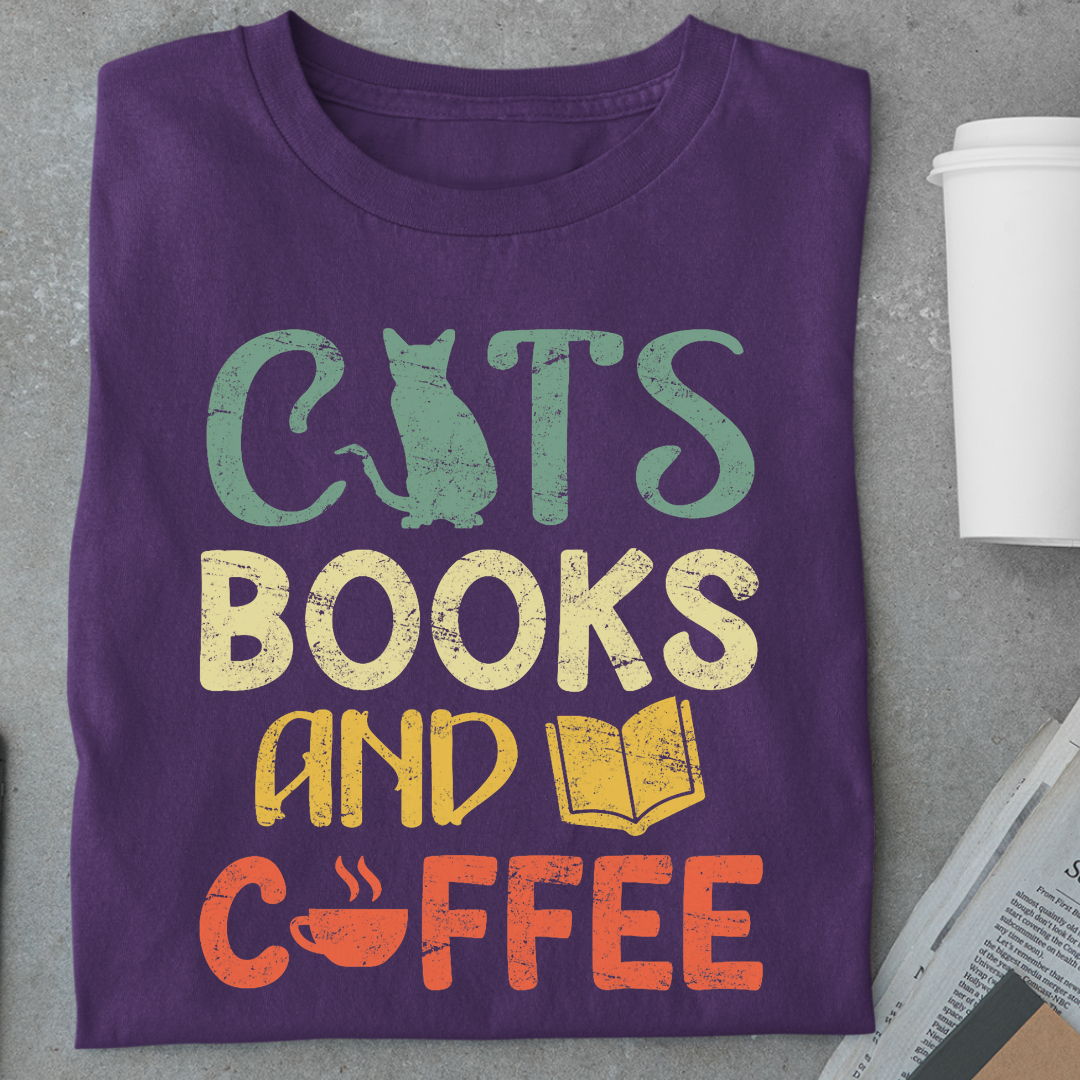 Coffee: Cats,Books And Coffee Unisex Classic T-Shirt