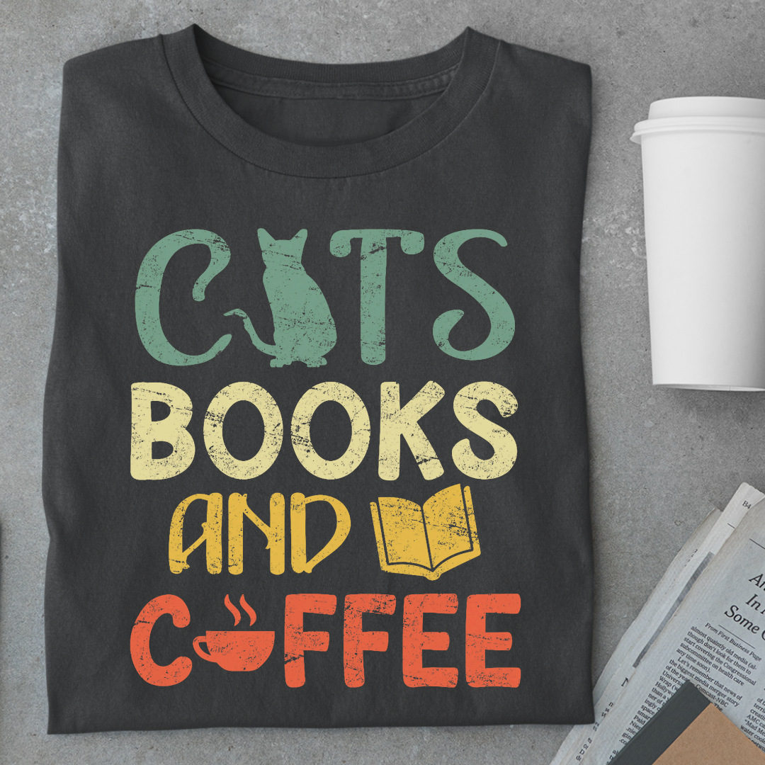 Coffee: Cats,Books And Coffee Unisex Classic T-Shirt