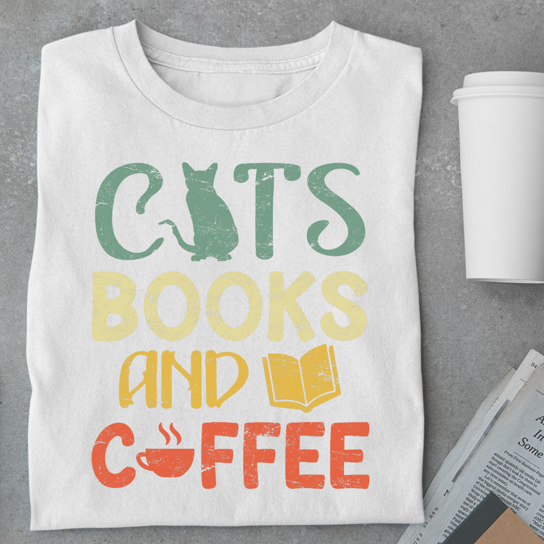 Coffee: Cats,Books And Coffee Unisex Classic T-Shirt